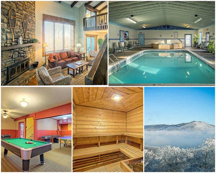 Vacation rental for 8 people, with yard and sauna as well as balcony in Sugar Mountain