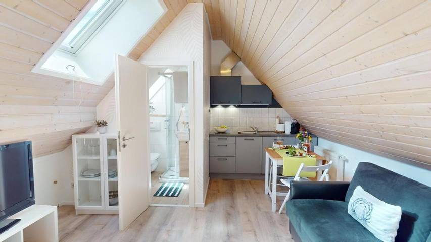 Ferienwohnung für 3 Personen, mit Balkon und Terrasse sowie Ausblick