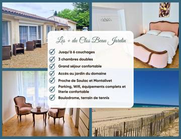 Gîte pour 6 personnes, avec vue et jardin à Gaillan-en-Médoc