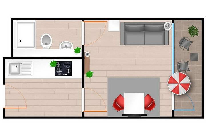 Ferienwohnung für 2 Personen, mit Balkon - 1