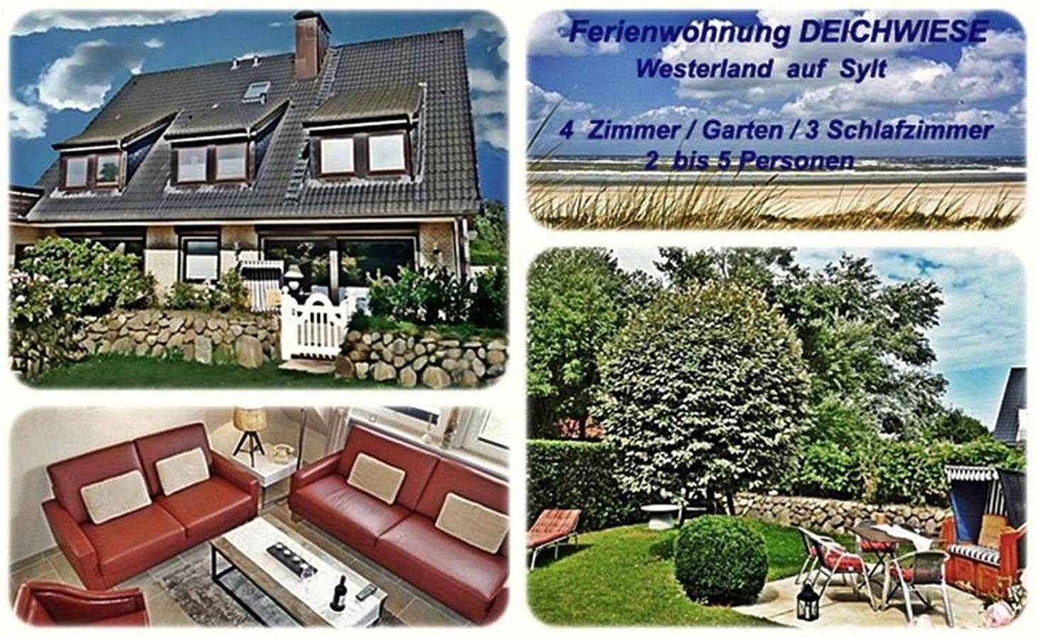Ganze Wohnung, Wunderschöne 4-Zimmer-Ferienwohnung mit Wlan, Garten und Terrasse; Parkplatz vorhanden in Westerland, Sylt (Gemeinde)