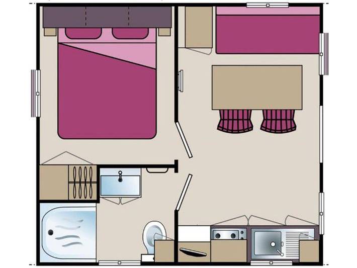Mobil home pour 2 personnes, avec terrasse et piscine, animaux acceptés à Saint-Sornin - 2