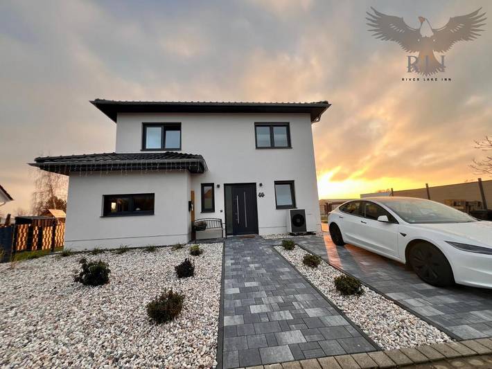Ferienhaus für 6 Personen, mit Garten und Ausblick sowie Seeblick, mit Haustier in Muldestausee