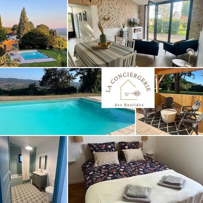 Location de vacances pour 4 personnes, avec vue ainsi que piscine et jardin à Pujols - 2