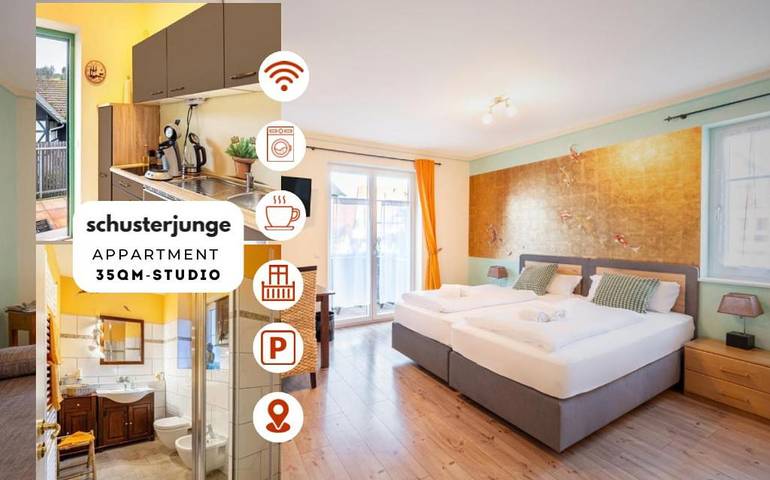 Appart’hôtel pour 3 personnes, avec Balcon ainsi que Terrasse et Vue à Sasbachwalden
