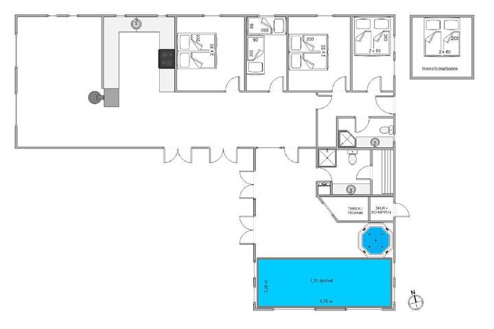 Ferienhaus mit Meerblick für 10 Personen, mit Balkon/Terrasse und Whirlpool sowie Terrasse und Pool in Dänemark an der Nordsee - 4