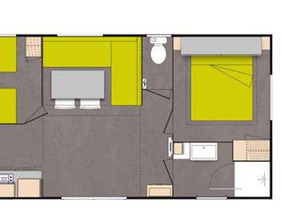 Flower Camping La Rivière - Mobilheim 5 personen - Mobilheim Confort 29m² (2 Zimmer) + Überdachte Terrasse + Klimaanlage in Saint-Maime, Regionaler Naturpark Luberon