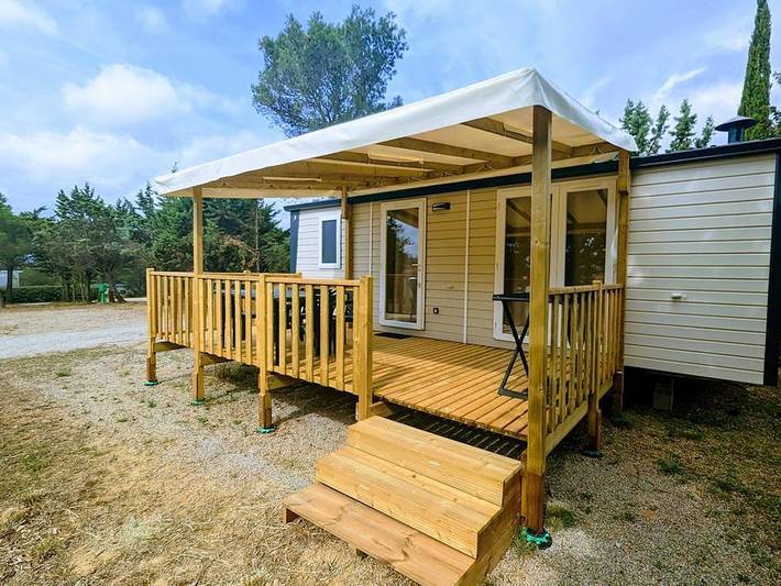 Camping Le Pinada - Mobilheim 4 personen - Premium - 2 Schlafzimmer mit Klimaanlage, Tv und Geschirrspüler - 31m² in Fabrezan, Mittelmeerküste (Frankreich)