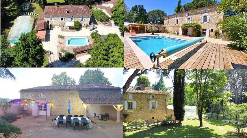 Gîte pour 24 personnes, avec Terrasse et Jardin ainsi que Piscine et Vue à Duravel