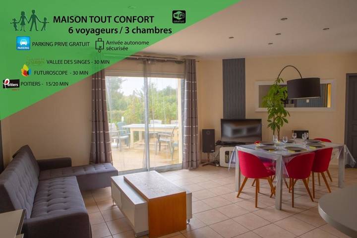 Gîte pour 6 personnes, avec jardin dans Roches-Prémarie-Andillé