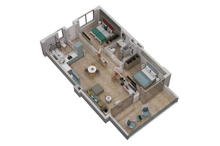 Vakantieappartement voor 5 personen, met zwembad en balkon in La Caleta