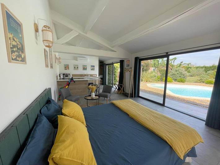 Appartement de vacances pour 2 personnes, avec Terrasse ainsi que Jardin et Piscine