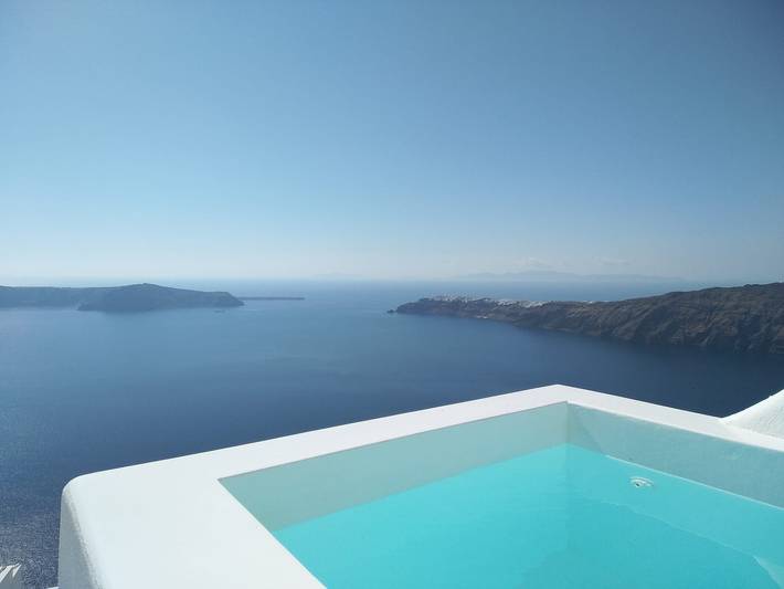 Casa de vacaciones para 2 personas, con balcón y vistas al mar en Imerovigli