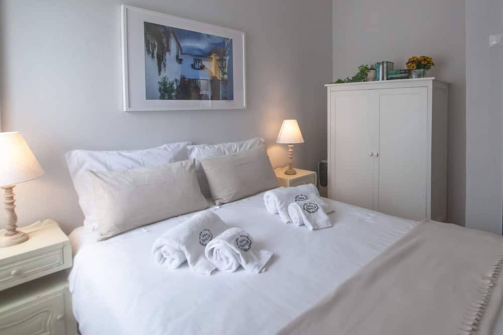 Verliefd huis binnen de muren van het kasteel van Óbidos in Óbidos, Leiria District