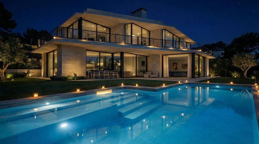 Villa pour 10 personnes, avec jardin ainsi que piscine et balcon, adapté aux familles dans Garraf