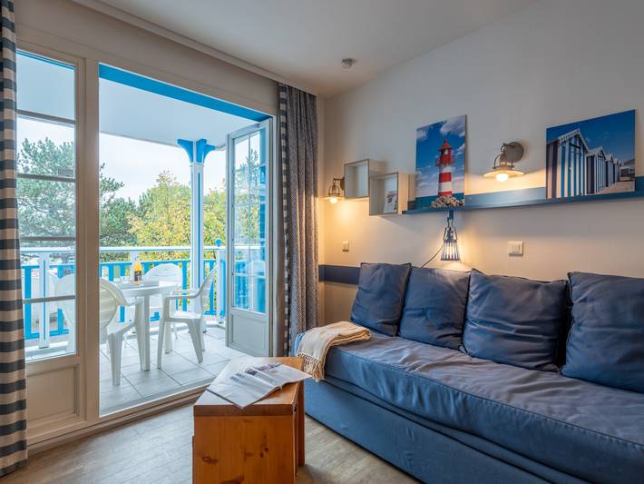 Gîte pour 4 personnes, avec Balcon/Terrasse ainsi que Piscine et Sauna dans Aquaclub de Belle Dune