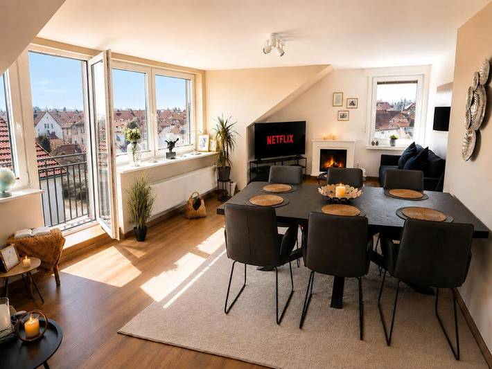 Geheel appartement, Helle Wohlfühloase -Kamin- ruhig gelegen - eigener Parkplatz- Self Check in-bis zu 5 Personen-schöne Wohngegend in Paderborn, Noordrijn-Westfalen