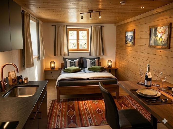 Ferienwohnung für 2 Personen, mit Whirlpool und Terrasse sowie Garten und Sauna am Schliersee