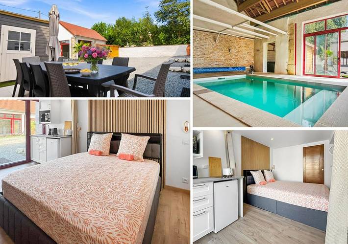 Gîte pour 2 personnes, avec Jacuzzi et Terrasse ainsi que Jardin et Piscine à Marigny-Brizay