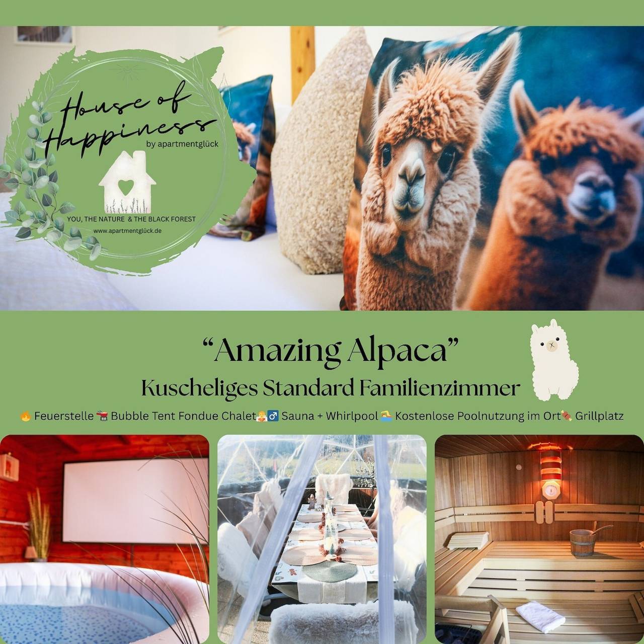 Amazing Alpaca - Familienzimmer für bis zu 3 Personen und kleiner Terrasse in Schluchsee, Südschwarzwald