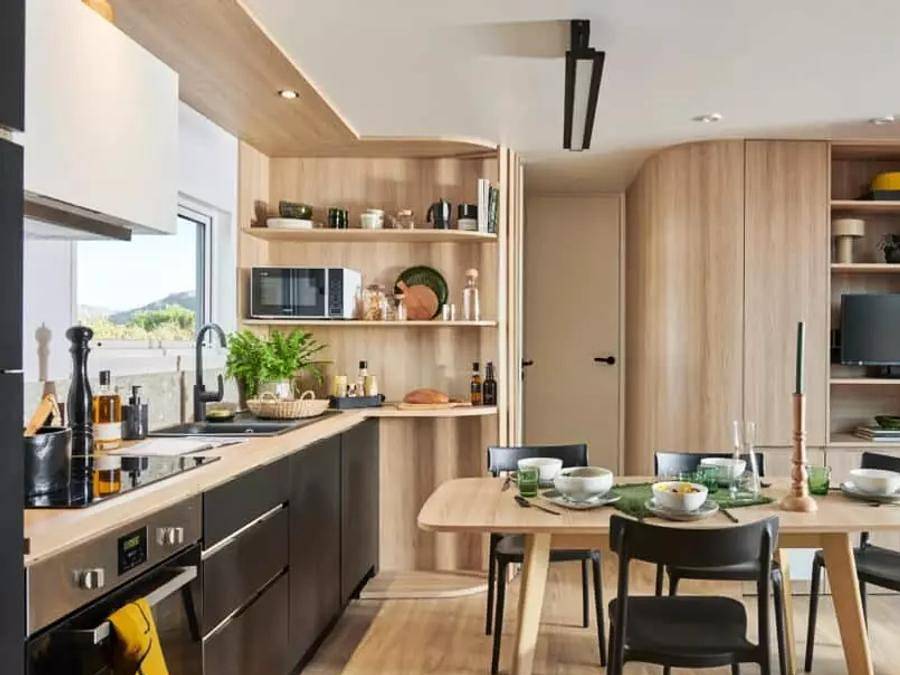 Camping Domaine Les Oréades - Mobilheim 6 personen - Cottage Taos Premium 4 Zimmer 6 Personen Klimatisiert + Tv + Jacuzzi in Sanguinet, Côte d’Argent