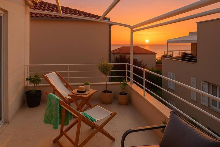 Ferienwohnung für 4 Personen, mit Meerblick und Balkon/Terrasse in Petrcane