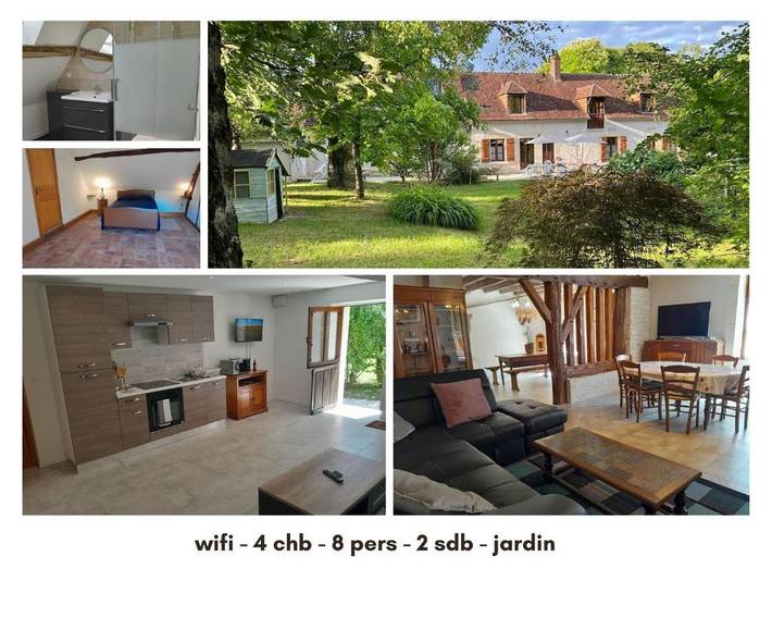 Location de vacances pour 8 personnes, avec jardin et terrasse dans Pellevoisin