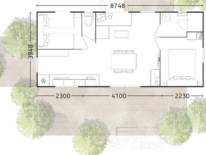 Camping Les Carolins - Mobilhome 5 personnes - Privilège Vue Dune - 33 m² - 2 chambres in Port-Bail-sur-Mer, Côte de la Déroute