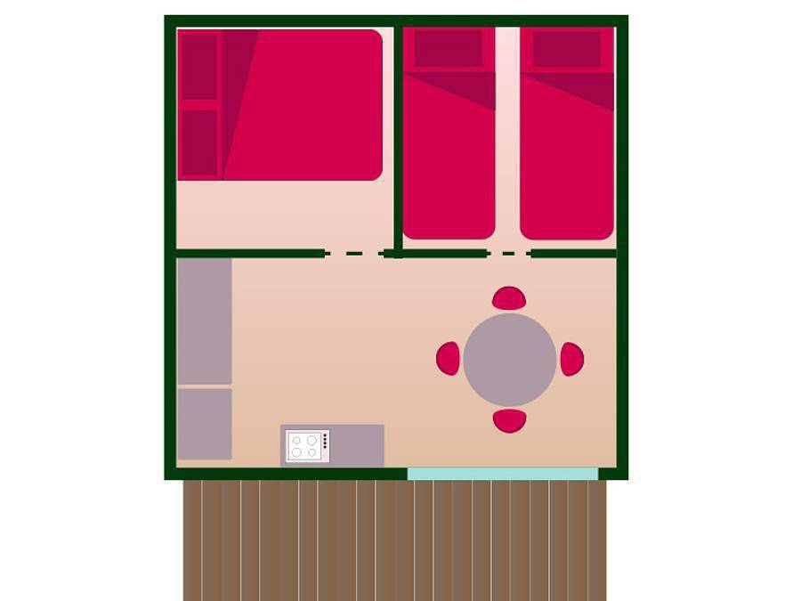 Camping Sites et Paysages - Beau Rivage  - Bungalow de lona 4 personas - Bengali - sin instalaciones sanitarias in Salles-Curan, Lago de Pareloup