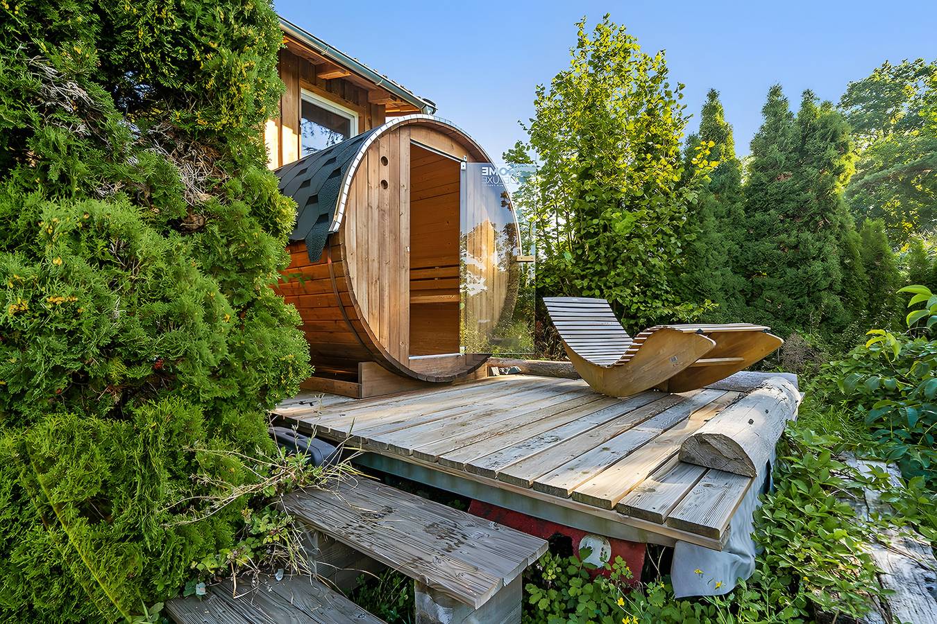 Ferienhaus 249 – Seeblick, private Terrasse, Wlan, Seeblick, 2 Schlafzimmer, Sauna in Bungalowdorf Zadelsdorf, Zeulenroda-Triebes