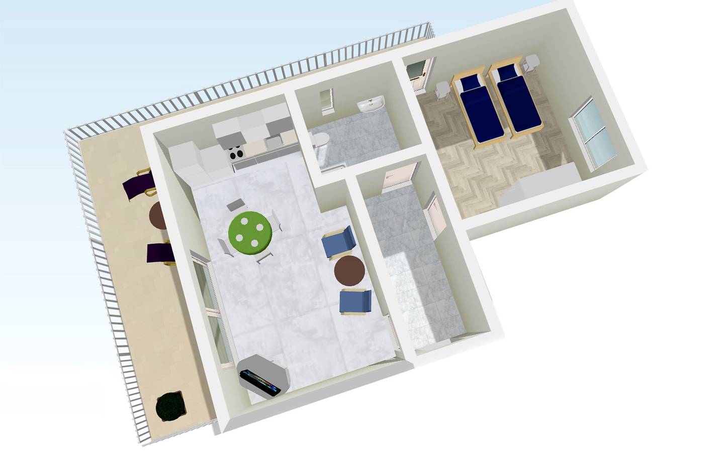 Geheel appartement, Vakantieappartement voor 2 personen met balkon/terras in Okrug Gornji, Čiovo