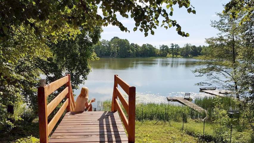 Domek letniskowy dla 6 osób, z ogród i widok na jezioro oraz widok, zwierzęta dozwolone w Pojezierze Iławskie