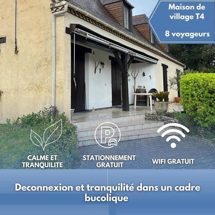Location de vacances pour 8 personnes, avec vue et terrasse à Mauzac-et-Grand-Castang