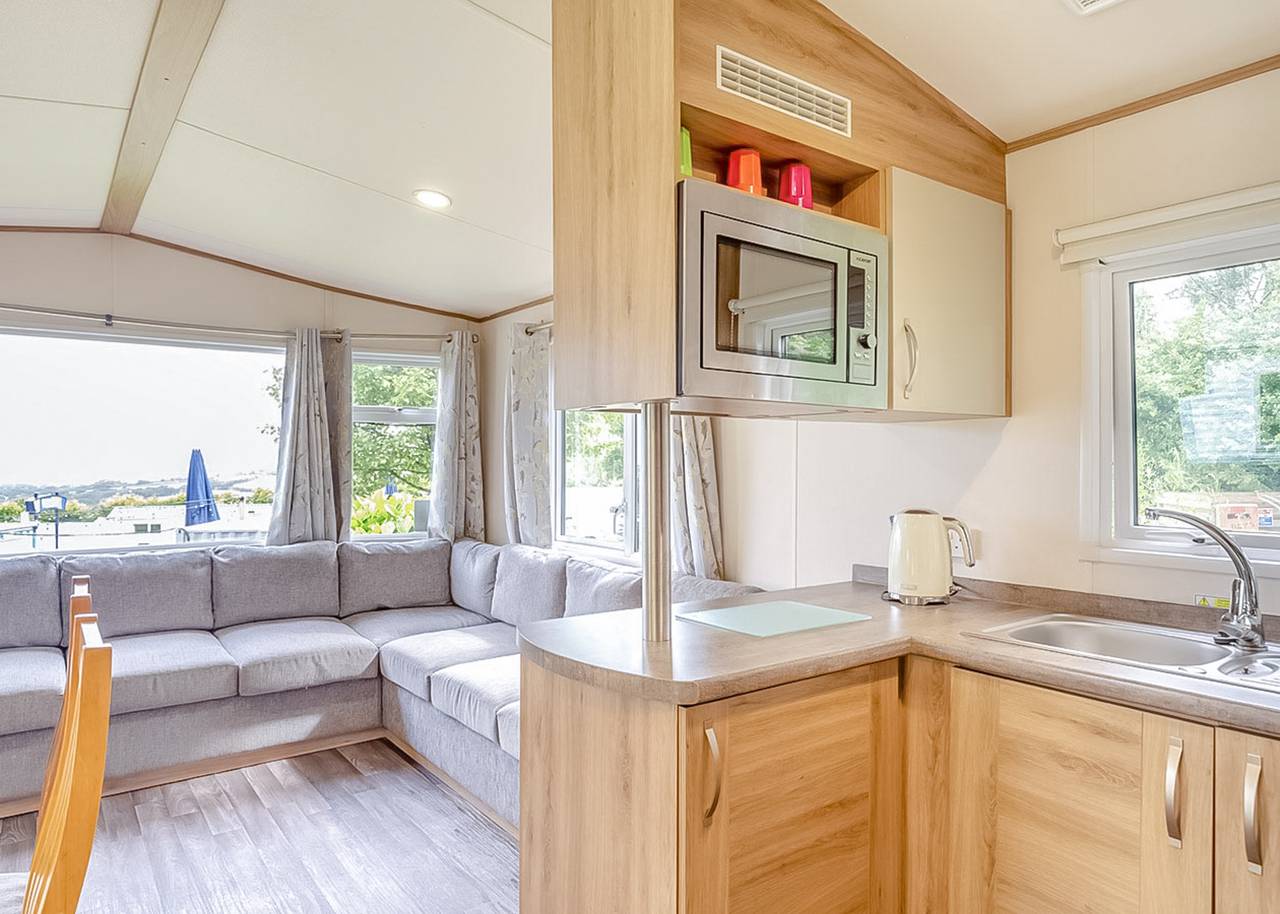 Silver Caravan with parking in Porthcawl, Bridgend region
