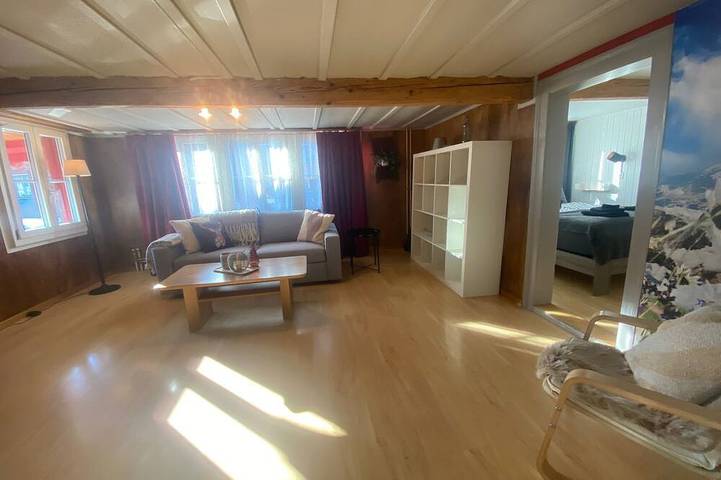 Cosy apartment in heritage protected swiss chalet in Matten bei Interlaken, Meer van Thun