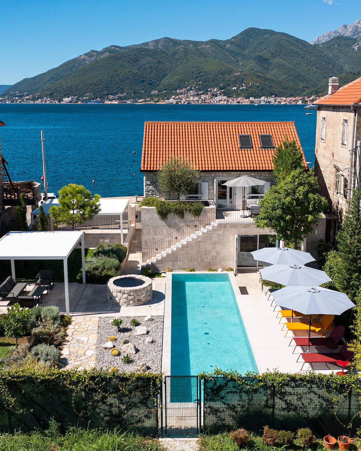 Villa Lastva is a five star seafront luxury villa with privite pool in Tivat, Bay of Kotor
