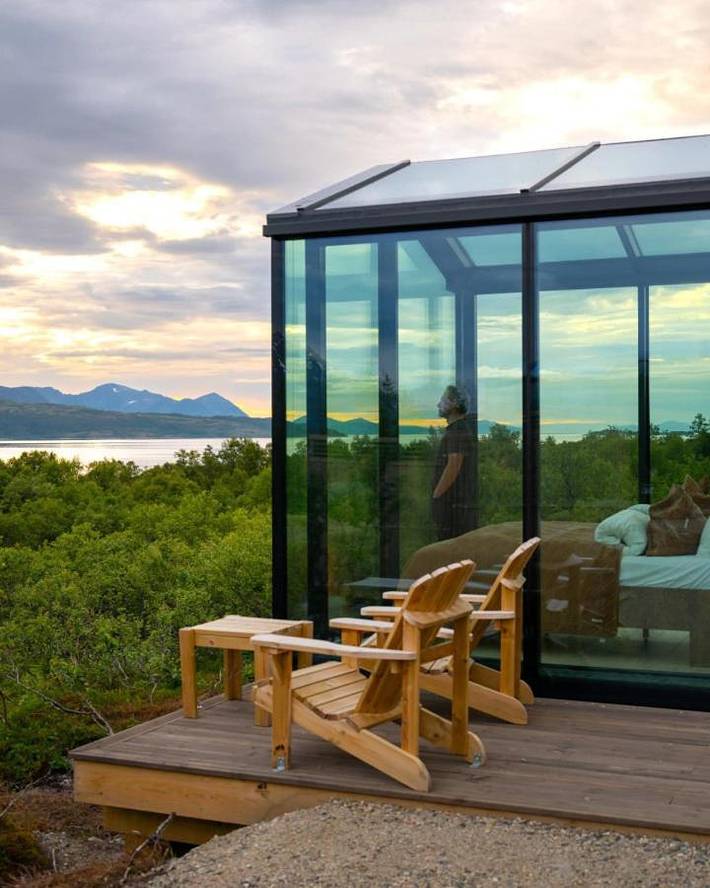 Lodge für 2 Personen, mit Whirlpool und Terrasse sowie Sauna und Ausblick in Troms