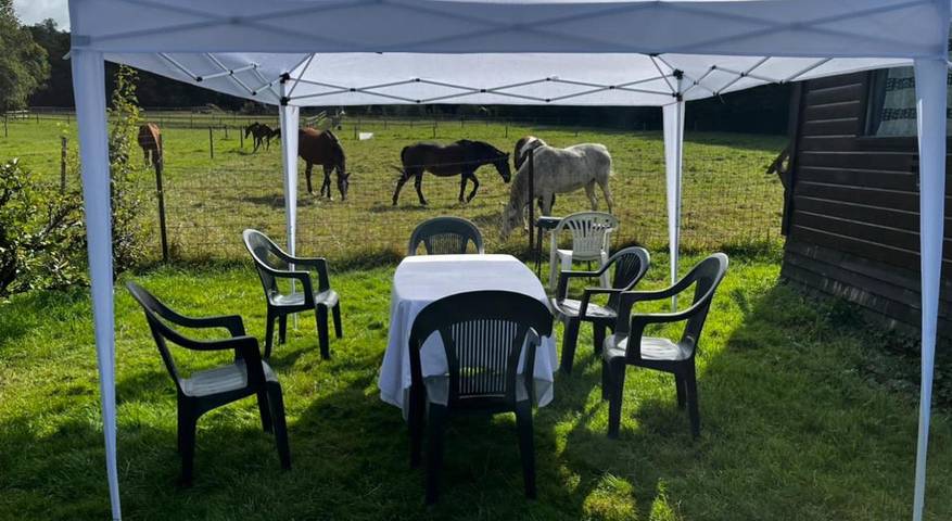 Camping pour 6 personnes, avec Terrasse ainsi que Jardin et Vue