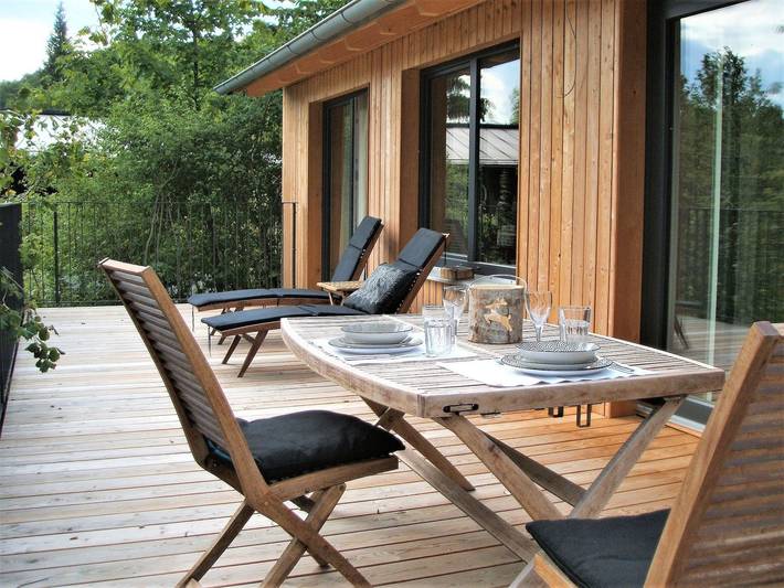 Chalet für 2 Personen, mit Balkon und Terrasse sowie Garten und Ausblick in der Fränkische Schweiz
