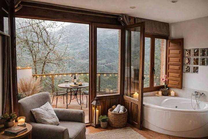 Ganze Wohnung, Ferienwohnung 'El Ablanu, Whirlpool & Bergblick' mit Terrasse, Wlan & Aussicht in Proaza, Cordillera Cantábrica