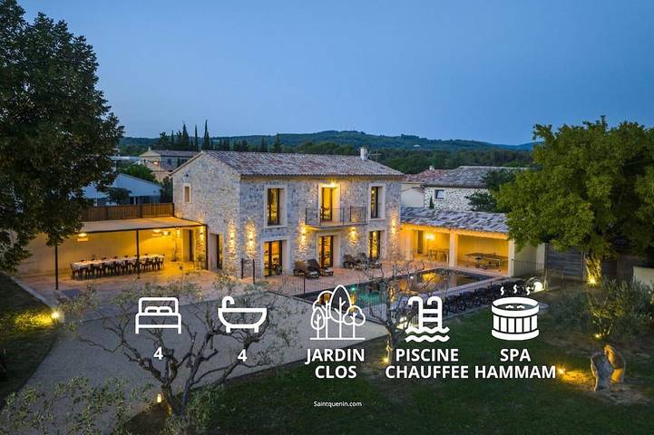 Maison de vacances pour 18 personnes, avec jardin ainsi que sauna et jacuzzi, animaux acceptés à Vaison-la-Romaine