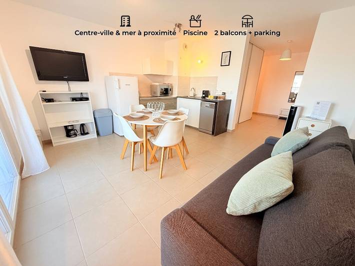 Gîte pour 4 personnes, avec Balcon ainsi que Bassin pour enfant et Piscine dans Golf Grand Jardin