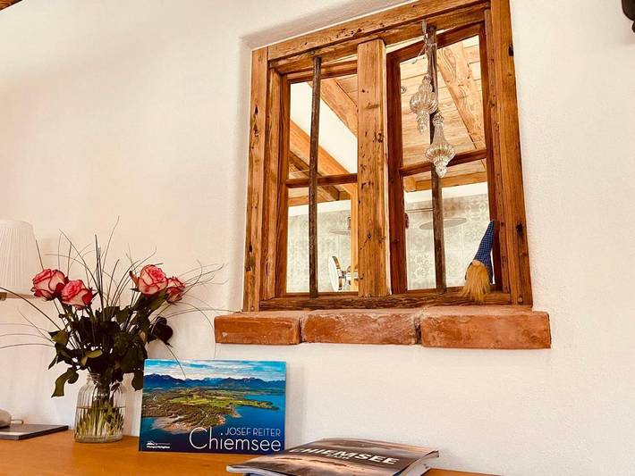 Ferienwohnung für 3 Personen, mit Balkon und Terrasse sowie Garten und Ausblick