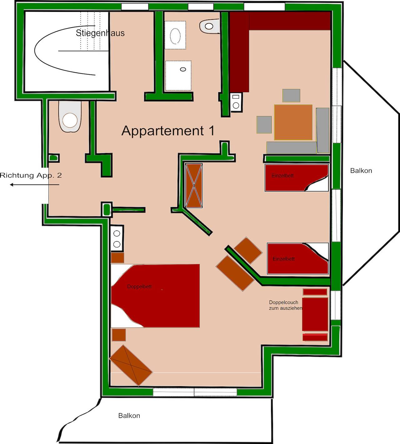 Ganze Ferienwohnung, Appartment/ 2 Schlafräume/Dusche, Wc in Kleinarl, Ski Amadé