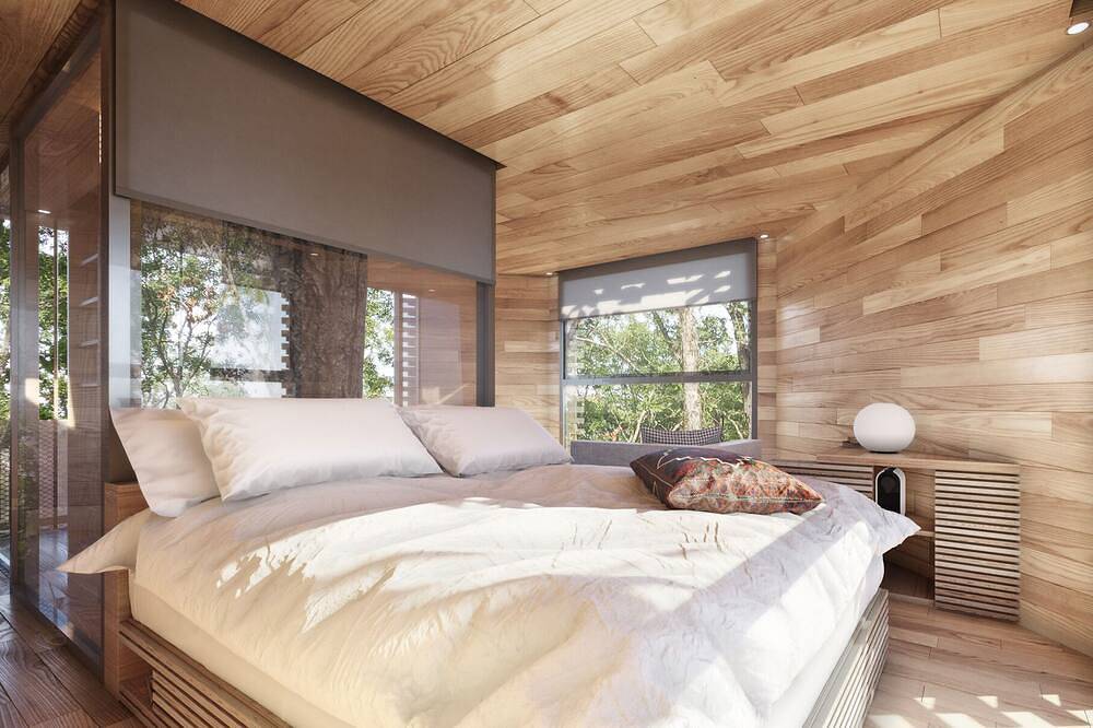 Casa del árbol con pasarela a un jacuzzi in Raray, Río Oise