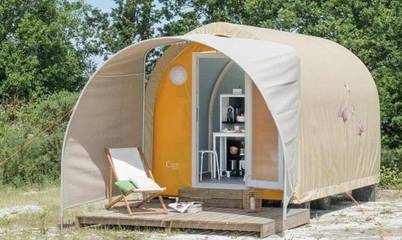 Camping pour 2 personnes, avec jardin ainsi que terrasse et vue, animaux acceptés en Picardie