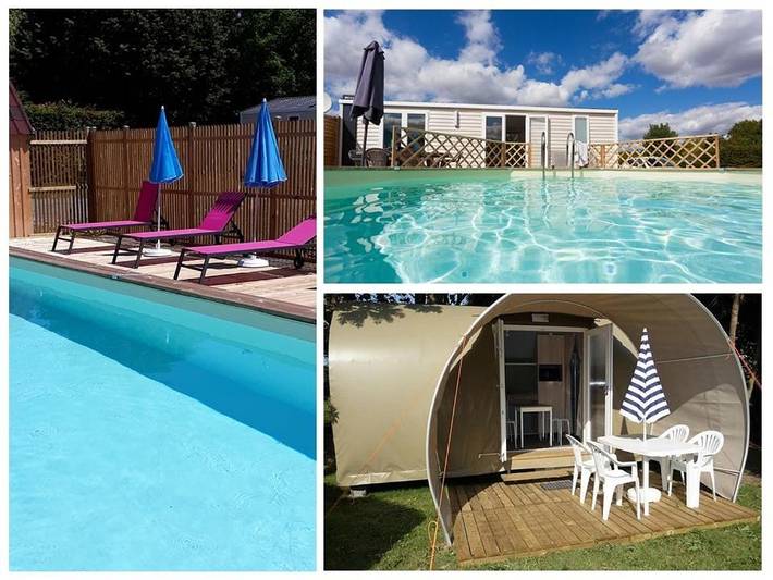 Camping pour 4 personnes, avec Terrasse ainsi que Jardin et Piscine