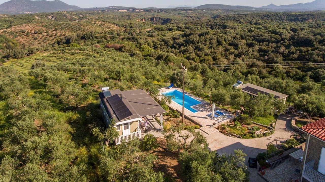 Hakuna Matata Holidays wooden lodge with airco & pool in Greek Olive Grove in Messenia
