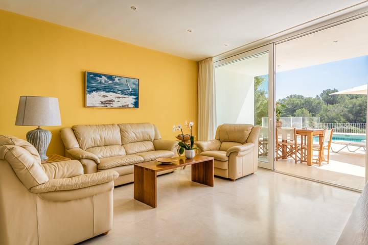 Seafront Villa Terra with Sea View, Pool, Terrace & Wi-Fi in Cala Blanes, Ciutadella