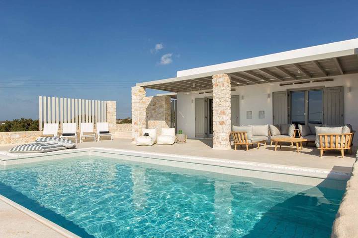 Villa voor 10 personen, with zwembad and balkon as well as tuin and uitzicht op zee in Aliki